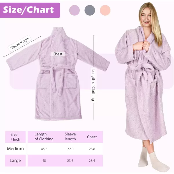 Catalonia Womens Plush Long Robe Shawlcollar Warm Comfy Fluffy Bathrobe Gift for HerPurpleshawl