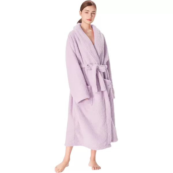 Catalonia Womens Plush Long Robe Shawlcollar Warm Comfy Fluffy Bathrobe Gift for HerPurpleshawl