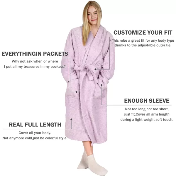 Catalonia Womens Plush Long Robe Shawlcollar Warm Comfy Fluffy Bathrobe Gift for HerPurpleshawl