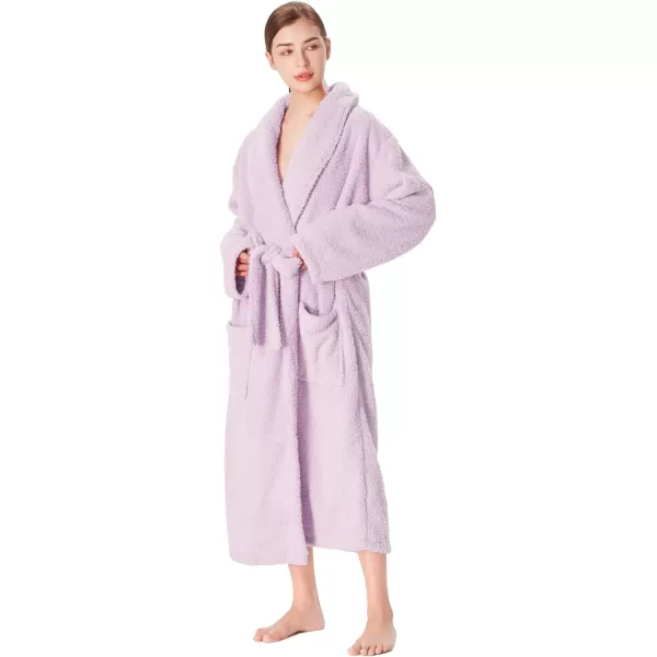 Catalonia Womens Plush Long Robe Shawlcollar Warm Comfy Fluffy Bathrobe Gift for HerPurpleshawl