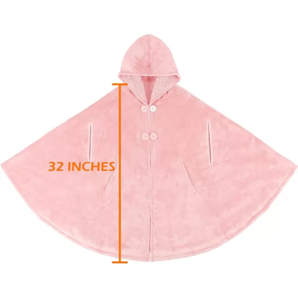 Catalonia Womens Poncho Cape Sherpa Fleece Cloak Coat Snuggly Hooded Wearable Blanket Gift Idea for Mom and Teen GirlsHooded Poncho Pink