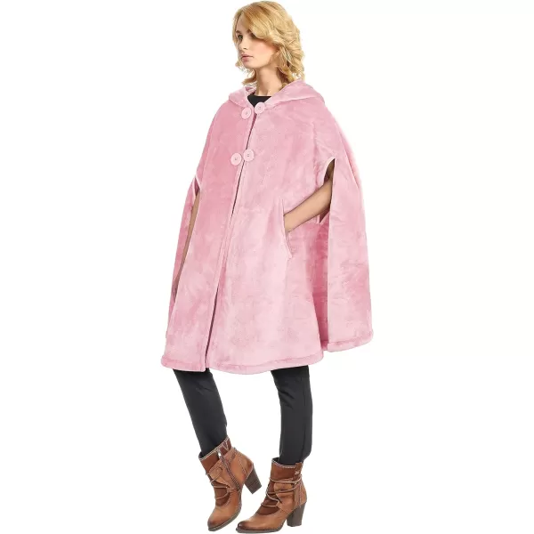 Catalonia Womens Poncho Cape Sherpa Fleece Cloak Coat Snuggly Hooded Wearable Blanket Gift Idea for Mom and Teen GirlsHooded Poncho Pink