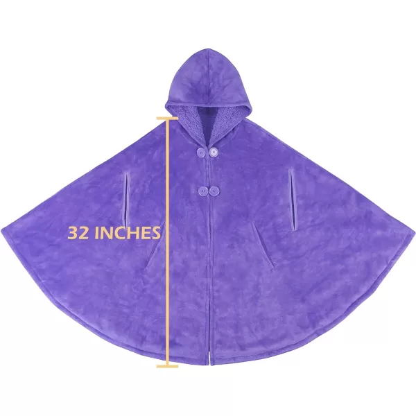 Catalonia Womens Poncho Cape Sherpa Fleece Cloak Coat Snuggly Hooded Wearable Blanket Gift Idea for Mom and Teen GirlsHooded Poncho Purple