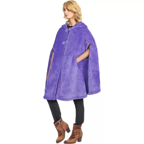 Catalonia Womens Poncho Cape Sherpa Fleece Cloak Coat Snuggly Hooded Wearable Blanket Gift Idea for Mom and Teen GirlsHooded Poncho Purple