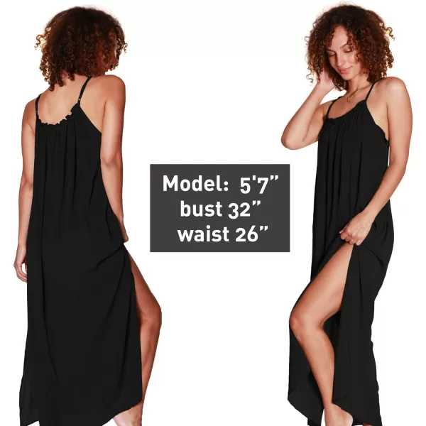 Catalonia Womens Summer Maxi Dress Beach Chiffon Sundress Swimwear Bathing Suit Cover UpBlack