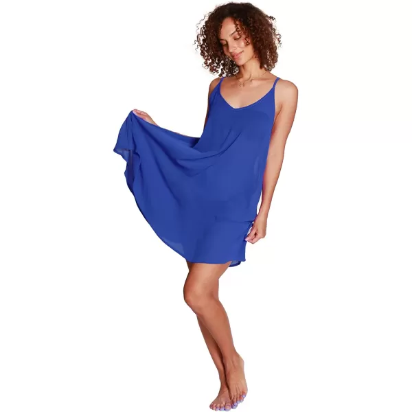 Catalonia Womens Swim Bathing Suit Cover Up Summer Chiffon Backless Beach Mini SundressBlue