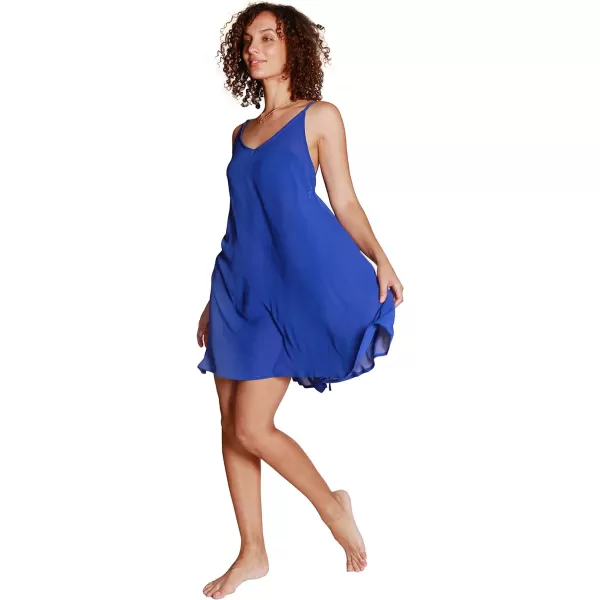 Catalonia Womens Swim Bathing Suit Cover Up Summer Chiffon Backless Beach Mini SundressBlue