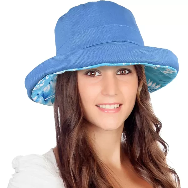 Catalonia Womens Wide Brim Sun Protection Hats with Flap Neck Cover for Traveling Hiking Safari Boating Driving GardeningHawaii Blue