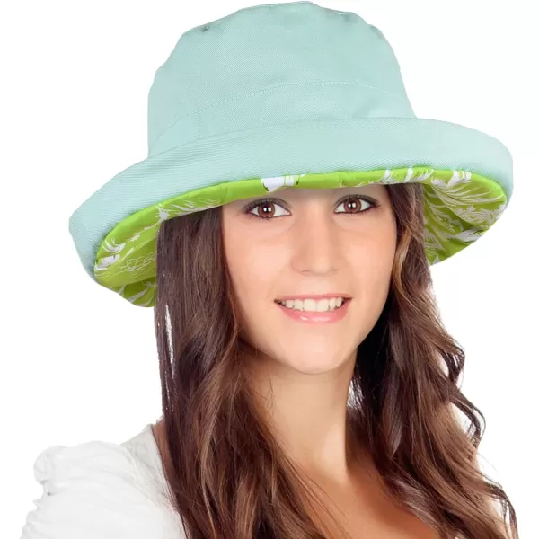 Catalonia Womens Wide Brim Sun Protection Hats with Flap Neck Cover for Traveling Hiking Safari Boating Driving GardeningHawaii Green