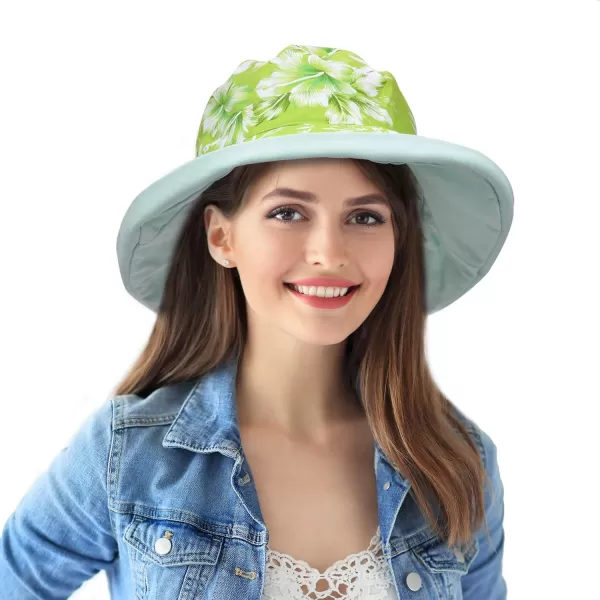 Catalonia Womens Wide Brim Sun Protection Hats with Flap Neck Cover for Traveling Hiking Safari Boating Driving GardeningHawaii Green