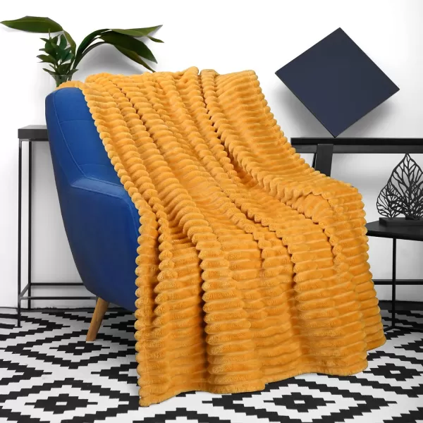 Catalonia Yellow Fleece Throw Blanket for Couch Super Soft Fuzzy Plush Blanket for Adults and Kids All Seasons Lounging Velvet Blanket Living Room Decor BlanketFleece Throw 50x60 Inch Golden Yellow