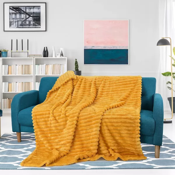 Catalonia Yellow Fleece Throw Blanket for Couch Super Soft Fuzzy Plush Blanket for Adults and Kids All Seasons Lounging Velvet Blanket Living Room Decor BlanketFleece Throw 50x60 Inch Golden Yellow