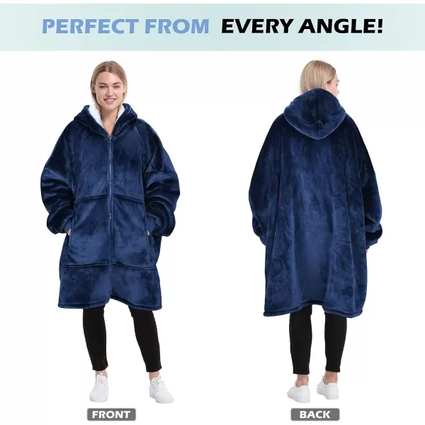 Catalonia Zip Up Blanket Hoodie Sweatshirt Oversized Sherpa Pullover Jacket Coat for Men Women Comfortable Gift for Her PurpleOne Size Navy