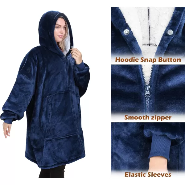 Catalonia Zip Up Blanket Hoodie Sweatshirt Oversized Sherpa Pullover Jacket Coat for Men Women Comfortable Gift for Her PurpleOne Size Navy