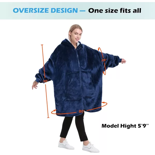 Catalonia Zip Up Blanket Hoodie Sweatshirt Oversized Sherpa Pullover Jacket Coat for Men Women Comfortable Gift for Her PurpleOne Size Navy