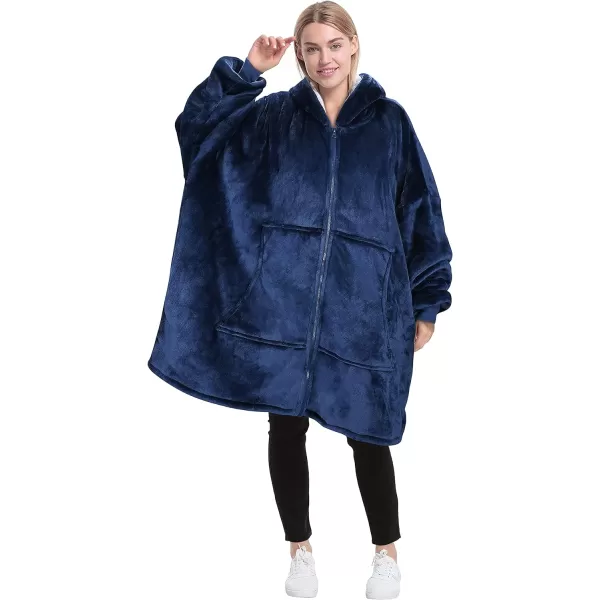 Catalonia Zip Up Blanket Hoodie Sweatshirt Oversized Sherpa Pullover Jacket Coat for Men Women Comfortable Gift for Her PurpleOne Size Navy