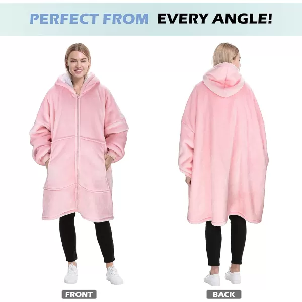 Catalonia Zip Up Blanket Hoodie Sweatshirt Oversized Sherpa Pullover Jacket Coat for Men Women Comfortable Gift for Her PurpleOne Size Pink