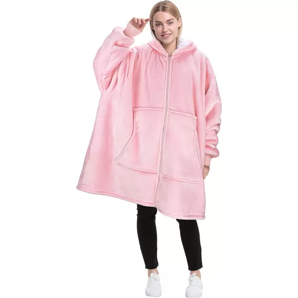 Catalonia Zip Up Blanket Hoodie Sweatshirt Oversized Sherpa Pullover Jacket Coat for Men Women Comfortable Gift for Her PurpleOne Size Pink