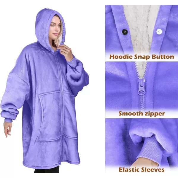 Catalonia Zip Up Blanket Hoodie Sweatshirt Oversized Sherpa Pullover Jacket Coat for Men Women Comfortable Gift for Her PurpleOne Size Purple