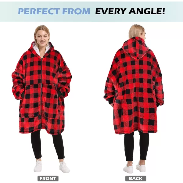 Catalonia Zip Up Blanket Hoodie Sweatshirt Oversized Sherpa Pullover Jacket Coat for Men Women Comfortable Gift for Her PurpleOne Size Red Checkered