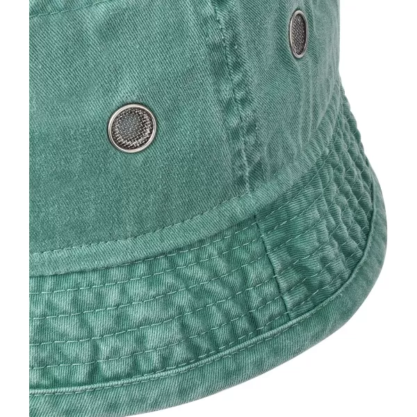 Denim Bucket Hat for Baby ToddlerWashed Cotton Traveling Beach Sun Protection Cap for KidsGreen