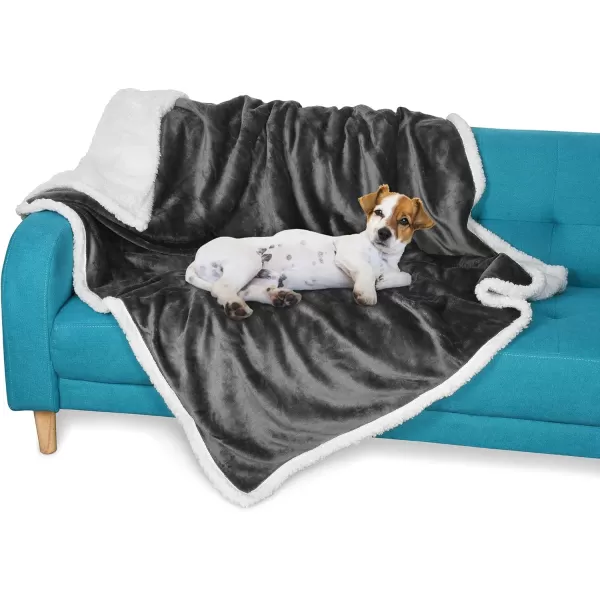 Kritter Planet Large Dog Blanket Super Soft Fluffy Sherpa Fleece Dog Couch Blankets and Throws for Large Medium Small Dogs Puppy Doggy Pet Cats 50x60 inchesGrey amp White