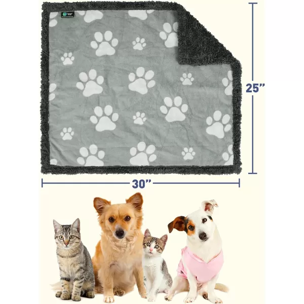 Kritter Planet Waterproof Blanket for Dogs Pee Proof Sherpa Fleece Reversible Cover for Couch or Bed Liquid Proof Furniture Protector for Small Medium Large Size Animals30x25 Paw Print