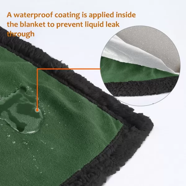 Kritter Planet Waterproof Blanket for Dogs Pee Proof Sherpa Fleece Reversible Cover for Couch or Bed Liquid Proof Furniture Protector for Small Medium Large Size Animals50x30 GreenBlack