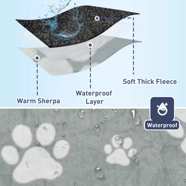 Kritter Planet Waterproof Blanket for Dogs Pee Proof Sherpa Fleece Reversible Cover for Couch or Bed Liquid Proof Furniture Protector for Small Medium Large Size Animals50x30 Paw Print