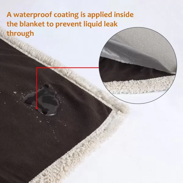 Kritter Planet Waterproof Blanket for Dogs Pee Proof Sherpa Fleece Reversible Cover for Couch or Bed Liquid Proof Furniture Protector for Small Medium Large Size Animals50x30 BrownTaupe