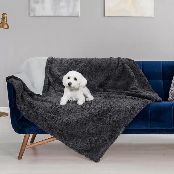 Kritter Planet Waterproof Blanket for Dogs Pee Proof Sherpa Fleece Reversible Cover for Couch or Bed Liquid Proof Furniture Protector for Small Medium Large Size Animals60x50 GreyCharcoal Grey