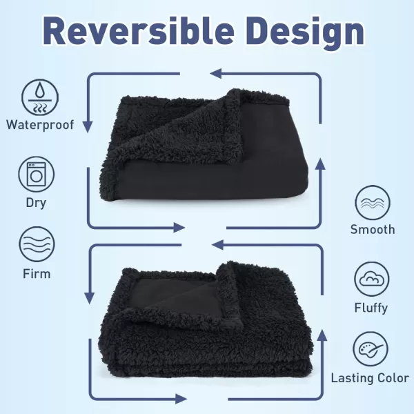 Kritter Planet Waterproof Blanket for Dogs Pee Proof Sherpa Fleece Reversible Cover for Couch or Bed Liquid Proof Furniture Protector for Small Medium Large Size Animals80x60 BlackBlack