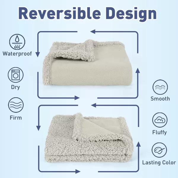 Kritter Planet Waterproof Blanket for Dogs Pee Proof Sherpa Fleece Reversible Cover for Couch or Bed Liquid Proof Furniture Protector for Small Medium Large Size Animals90x80 CamelTaupe