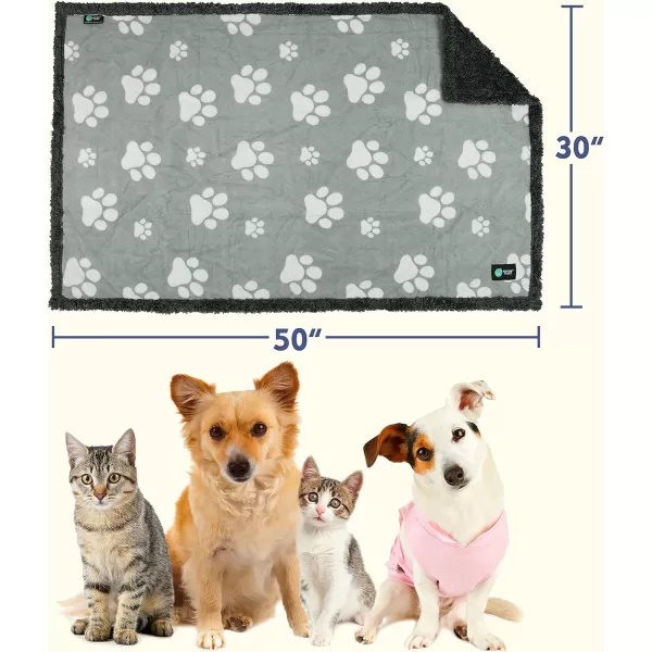 Kritter Planet Waterproof Blanket for Dogs Pee Proof Sherpa Fleece Reversible Cover for Couch or Bed Liquid Proof Furniture Protector for Small Medium Large Size Animals50x30 Paw Print