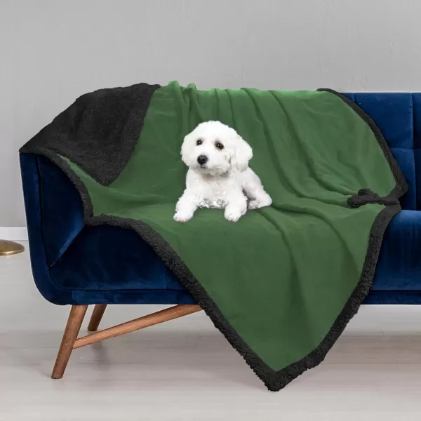 Kritter Planet Waterproof Blanket for Dogs Pee Proof Sherpa Fleece Reversible Cover for Couch or Bed Liquid Proof Furniture Protector for Small Medium Large Size Animals60x50 GreenBlack