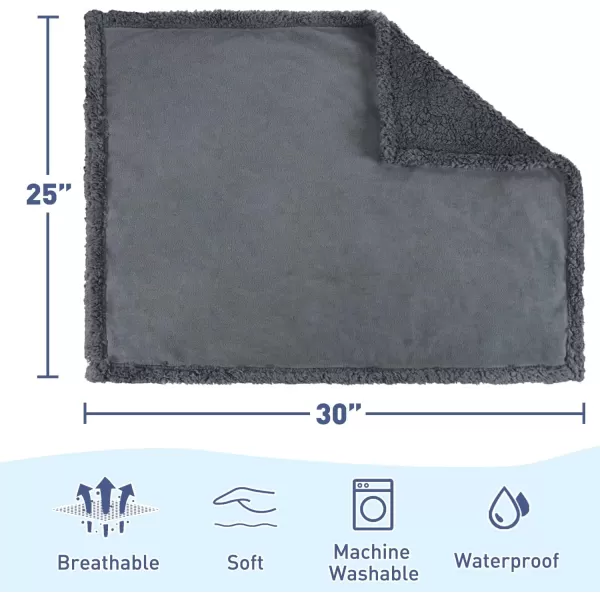 Kritter Planet Waterproof Blanket for Dogs Pee Proof Sherpa Fleece Reversible Cover for Couch or Bed Liquid Proof Furniture Protector for Small Medium Large Size Animals30x25 Charcoal Grey