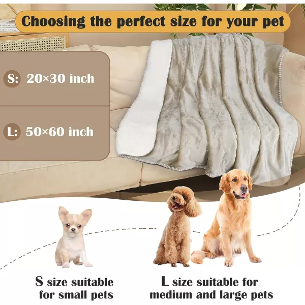 Kritter Planet Waterproof Paw Blanket for Dogs Soft Small Dog Puppy Blanket Washable Furniture Protector Reversible Sherpa Fleece Couch Cover for Small Medium Large PetsTaupe