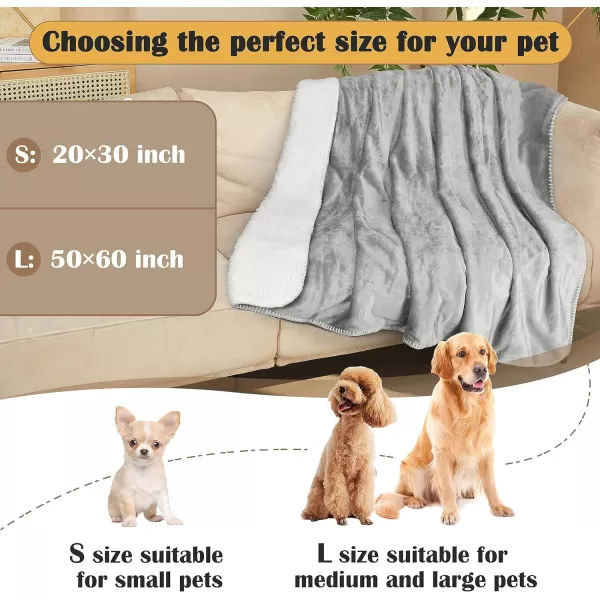 Kritter Planet Waterproof Paw Blanket for Dogs Soft Small Dog Puppy Blanket Washable Furniture Protector Reversible Sherpa Fleece Couch Cover for Small Medium Large PetsLight Grey