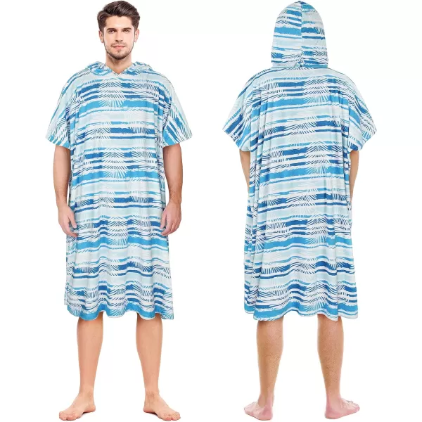 Surf Poncho Changing Towel Robe for Adults Men Women Hooded Wetsuit Change Poncho for Surfing Swimming Bathing Water Absorbent OversizedAqua Leaf