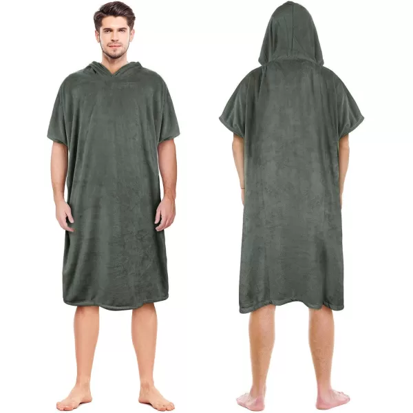 Surf Poncho Changing Towel Robe for Adults Men Women Hooded Wetsuit Change Poncho for Surfing Swimming Bathing Water Absorbent OversizedArmy Green