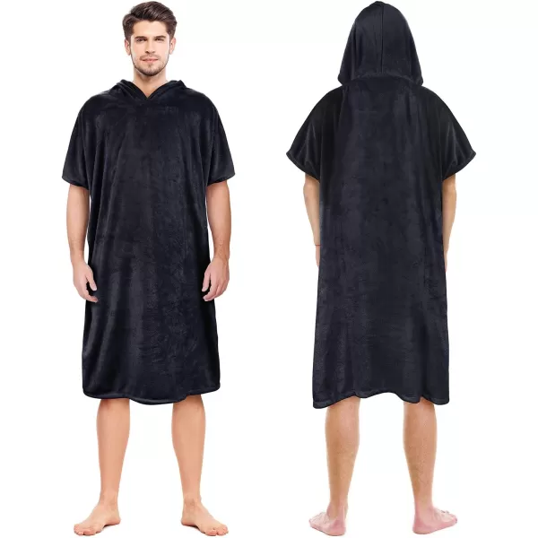 Surf Poncho Changing Towel Robe for Adults Men Women Hooded Wetsuit Change Poncho for Surfing Swimming Bathing Water Absorbent OversizedBlack