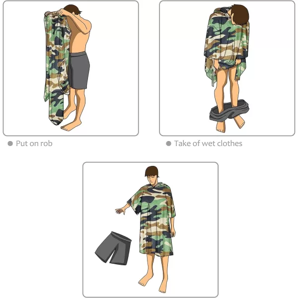 Surf Poncho Changing Towel Robe for Adults Men Women Hooded Wetsuit Change Poncho for Surfing Swimming Bathing Water Absorbent OversizedCamouflage