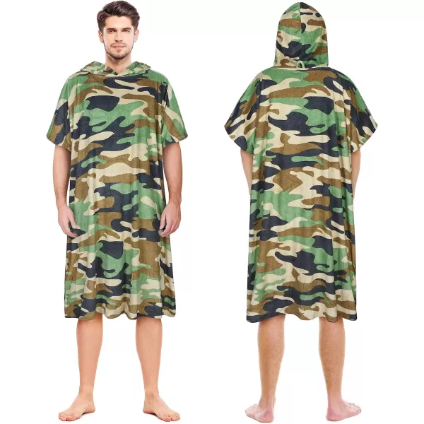 Surf Poncho Changing Towel Robe for Adults Men Women Hooded Wetsuit Change Poncho for Surfing Swimming Bathing Water Absorbent OversizedCamouflage