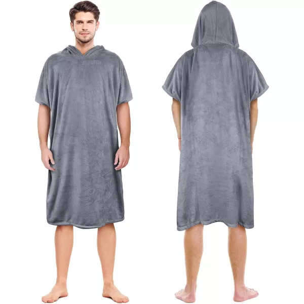 Surf Poncho Changing Towel Robe for Adults Men Women Hooded Wetsuit Change Poncho for Surfing Swimming Bathing Water Absorbent OversizedGrey