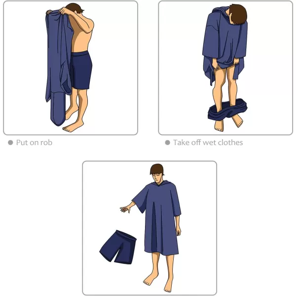 Surf Poncho Changing Towel Robe for Adults Men Women Hooded Wetsuit Change Poncho for Surfing Swimming Bathing Water Absorbent OversizedNavy