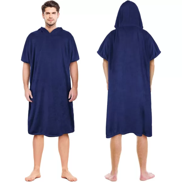 Surf Poncho Changing Towel Robe for Adults Men Women Hooded Wetsuit Change Poncho for Surfing Swimming Bathing Water Absorbent OversizedNavy