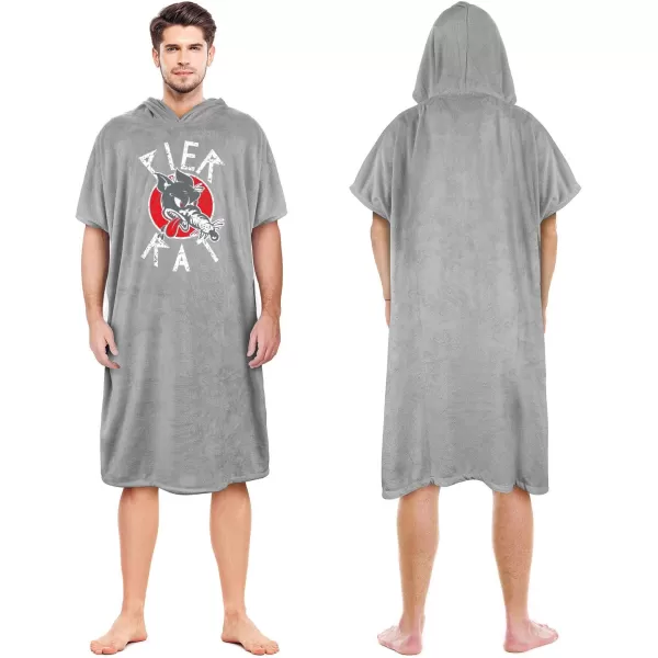 Surf Poncho Changing Towel Robe for Adults Men Women Hooded Wetsuit Change Poncho for Surfing Swimming Bathing Water Absorbent OversizedPier Rat Grey