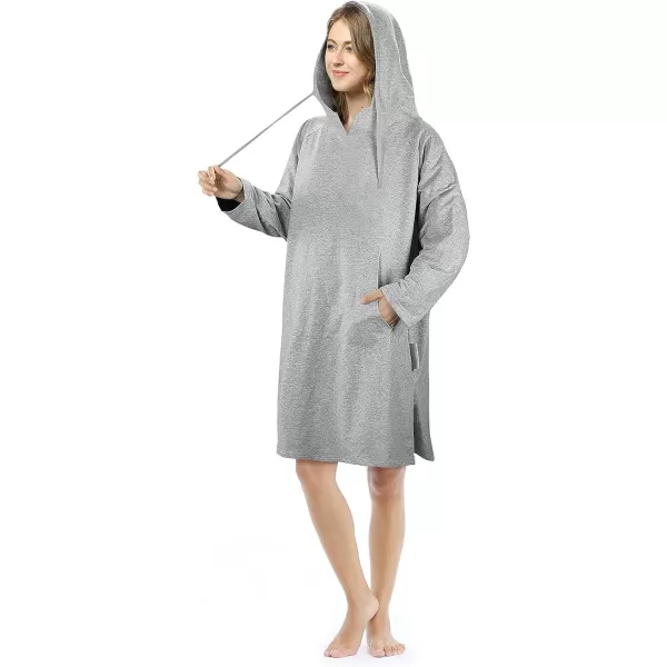 Womens Hoodie Sweatshirt Dress Casual Pullover Sweater with Kangaroo Pocket One SizeGray