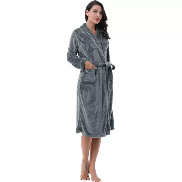 Womens Plush Fleece Long Bathrobe Soft Cozy Spa Hotel Sleep Robe KimonoWomens Plush Fleece Long Bathrobe Soft Cozy Spa Hotel Sleep Robe Kimono