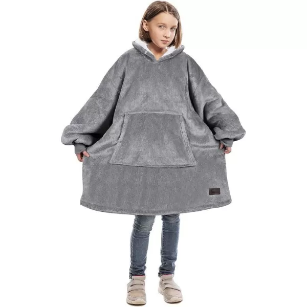 Catalonia Blanket Hoodie for Kids Oversized Wearable Sherpa Sweatshirt Pullover for Teens Youth Gift IdeaAsh Grey Kids